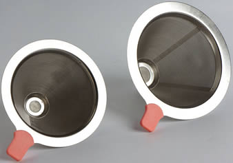 Stainless steel coffee cone filter dripper with red holder